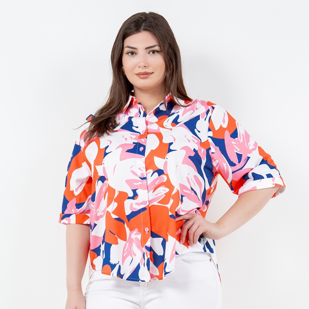 B-10003-6，Print top，Plus Size ，Curve Size，Brand new